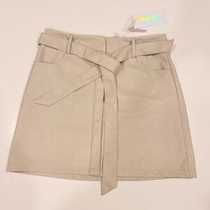 SINCERELY OURS // Stone Faux-Leather Wrap Tie Mini Skirt